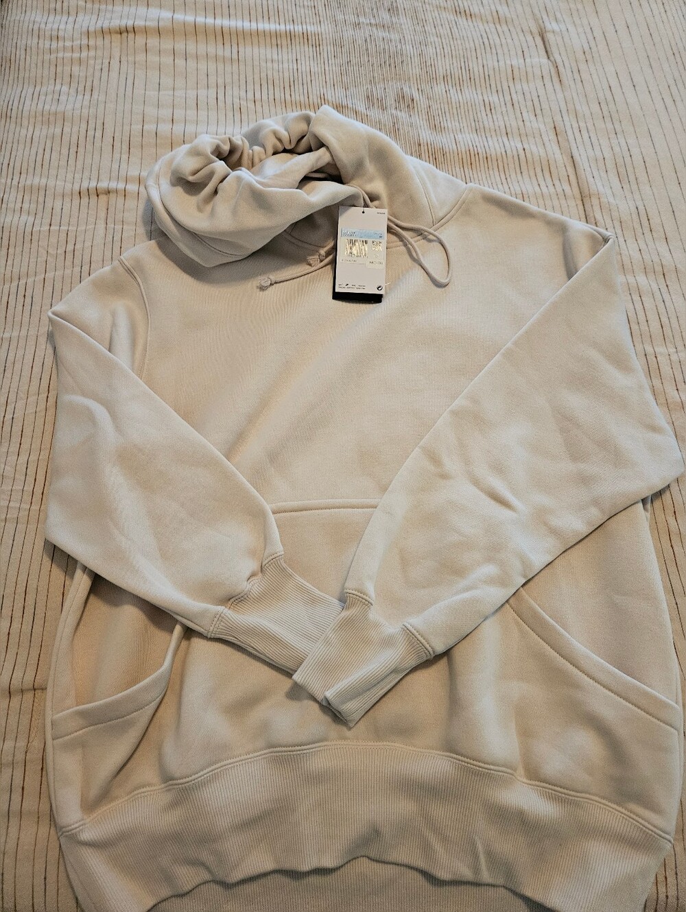 Nike Beige Oversized Hoodie with Drawstring Hood